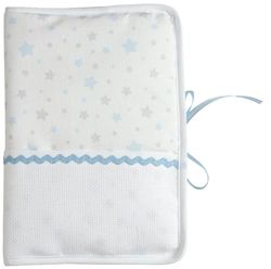 Filet - Protège Carnet de Santé à Broder, Motifs Étoilés, Bande Aïda À Personnaliser - Prénom, Motifs, Date de Naissance, Idée Cadeau de Naissance, Fabriqué en Italie, Bleu