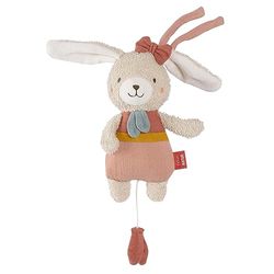 Fehn Mini-Spieluhr Hase fehnNATUR – Kuscheltier & Einschlafhilfe mit Baumwolle (kbA) – Melodie „Mozarts Wiegenlied“ beruhigt in jeder Situation zuhause & unterwegs – für Babys & Kleinkinder