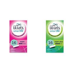 Lil-Lets Smartfit 16 Non-Applicator Tampons Super,16 Count (Pack of 1) & Non-Applicator Super Plus Tampons, 1 Pack of 16, Heavy Flow