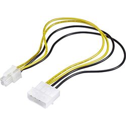 RENKFORCE Cable de conexión (1 Cable ATX Macho de 4 Pines, 1 Fuente de alimentación IDE Macho de 4 Polos) de 30,00 cm, Amarillo, Negro