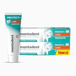 Mentadent Professional Dentifricio Protect+ Carie, Remineralizza e Protegge i Denti dalla Carie, Rinforza lo Smalto, con Minerali Bio-compatibili e con Fluoro, Formato 2x75 ml