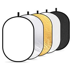 Neewer 5-in-1 Reflector de luz professional, plegable multi discos ovalado (80 x 120 cm) translúcido, plateado, negro, dorado y blanco