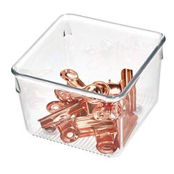 iDesign Linus Boite Stockage pour tiroir, Petit bac Plastique pour Couverts et Autres Accessoires, Transparent