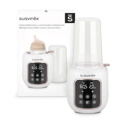 Suavinex, 2-i-1 flaskvärmare och sterilisator. 5 lägen: Avfrostning, snabbt läge, liten krukvärmare, vattenbad och sterilisering. För modermjölk eller pulver, automatisk avstängning, vit