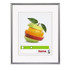 Hama Sevilla fotolijst, 15 x 20 cm met passe-partout 10 x 15 cm, hoogwaardig glas, kunststof lijst, om op te hangen en neer te zetten, zilver