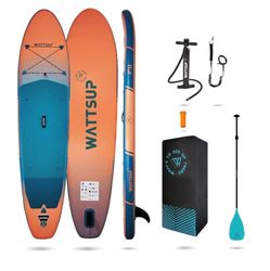 Wattsup - Sup Stand Up Paddle Opblaasbare F11 11' - 335x81x15cm Dropstitch - Compleet Pakket: Peddel Leash Pomp Draagtas - Tot 150kg -Blauw