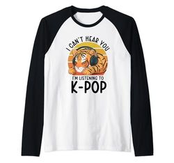 No puedo oírte, estoy escuchando mercancía de K-pop, Tiger Camiseta Manga Raglan