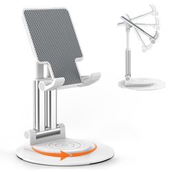 BHHB Support Telephone burea, Porte Telephone avec Rotatif à 360° Support Smartphone Portable Phone Holder pour iPhone Samsung Huawei, Smartphones, iPad Mini, Kindle et Plus Encore (Blanc)
