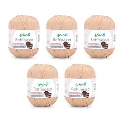Gründl Raffinessa - Fil de papier - Raffia - Fil en papier 100% viscose - Pour le tressage de l'osier - 5 x 100 g/120 m - Beige