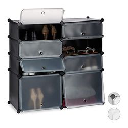 Relaxdays Sapata de baixo modular com 8 compartimentos, plástico, preto, 91 x 94,5 x 36,5 cm, 91 x 94,5 x 36,5 cm