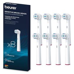 Beurer Set di Ricambio da 8 testine Sensitive compatibili con spazzolini da denti Beurer TB 30 / TB 50 e con tutti gli spazzolini rotanti disponibili in commercio