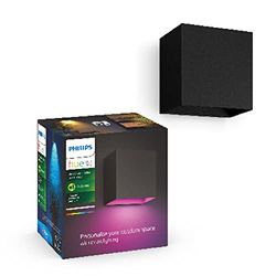 Philips Hue White and Color Ambiance, Lampada da Parete per Esterni Resonate, Dimmerabile, 16 Milioni di Colori, Controllabile tramite App e Controllo Vocale, Nero