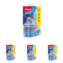 Vileda SuperLavapavimenti 3 Action XL Fiocco Ricambio, Tripla Azione Pulente, Microfibra/Poliestere, 39x40x30 cm, 2 unità (Confezione da 4)