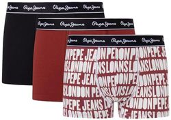 Pepe Jeans Heren Trunks (Pack van 3), Rood (Bordeaux), M