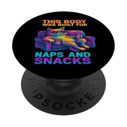 Diseñado para siestas y aperitivos divertido diseño de meme de gato PopSockets PopGrip Adhesivo