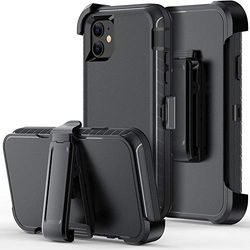 ORIbox försvarsfodral för iPhone 12 mini, stötsäkert skydd mot fall skyddande fodral, uppdatera starkt skydd med bältesklämma, svart