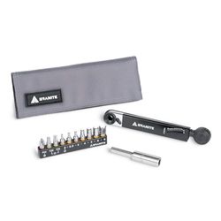 Granite Rocknroll TQ Torque Ratchet Kit de Herramientas para Bicicletas, Kit de multiherramientas para Bicicletas con 10 Puntas de Herramientas y Barra de extensión (Gris)