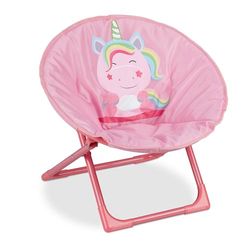 Relaxdays Fauteuil pour Enfant, Pliant, Licorne, H x L x P : 47 x 50 x 48 cm, pour intérieur ou extérieur, Rose