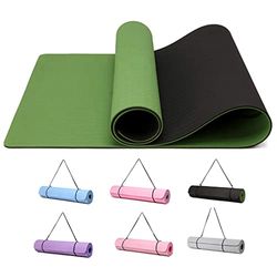 Good Nite Gymnastiekmat, yogamat, fitnessmat, antislip, trainingsmat, sport, turn, pilates, mat, vloerturnmat met draagriem, 183 x 61 x 0,6 cm (groen/zwart)