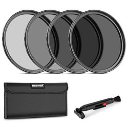 NEEWER Kit de filtro de lente ND de 52 mm: ND2/4/8/16, lente lápis de limpeza, filtro de densidade neutra bolsa e kit de acessórios compatível com Canon Nikon Sony Panasonic DSLR câmaras com lente de