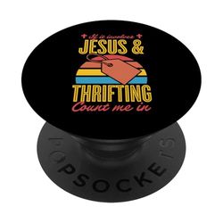 Si involucra a Jesús y Thrifting Cuéntame en PopSockets PopGrip Adhesivo