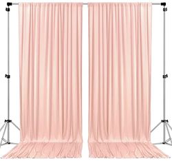AK TRADING CO. 10 feet x 10 feet Polyester Backdrop Drapes Curtains Panels with Rod Pockets - Wedding Ceremony Party Home Window Decorations - Blush Pink (DRAPE-5x10-BLUSH)