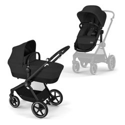 CYBEX Gold kinderwagen EOS Lux 2-in-1, reissysteem, vanaf de geboorte tot 22 kg (ca. 4 jaar), Moon Black