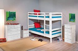 Dmora Lit superposé convertible en 2 lits simples, pin massif, coloris blanc, 200 x 148 x 102 cm