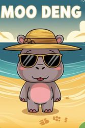 Moo Deng NoteBook: A tiny hippo "Moo Deng" at sea beach design cover ,6x9 inch ,120 Blank line pages, Perfect gift for children teens and adults