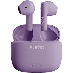 sudio A1 Purple, słuchawki douszne z Bluetooth, sterowanie dotykowe z kompaktową, bezprzewodową ładowarką chroniącą IPX4, przepuszczające hałas słuchawki z wbudowanym mikrofonem, Premium Crystal Sound