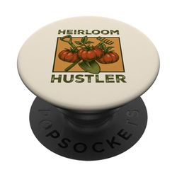Heirloom Hustler Gardening - Gráfico rústico de granjero de tomates PopSockets PopGrip Adhesivo