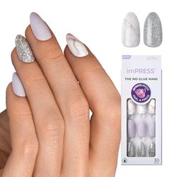KISS imPRESS Press-On Manicure, Climb Up, Medium Length Square, with PureFit Technology, Includes Prep Pad, Mini File, Cuticle Stick, and 30 Fake Nails