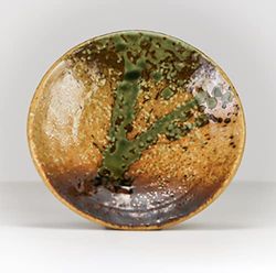Sushisushi Shigaraki Oribe Brown Side Plate 165×30mm (Made in Japan)
