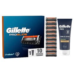 Gillette ProGlide Regime Set Men, Pack of 10 Razor Blade Refills with Precision Trimmer and Gillette PRO Shaving Cream