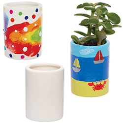 Baker Ross FC820 Mini Succulent Plant Porseleinen Bloempotten - Doos van 6, Knutselsets voor Kinderen, Plantenpot Schilderen, Keramiek Ambachten