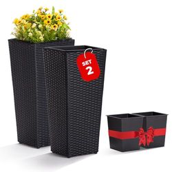 IDZO, Square Wicker Planter Box_black
