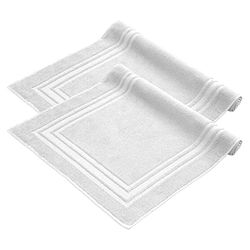 Komfortec Lot de 2 Tapis de Bain, en Tissu éponge, lavables, 600 g/m² et 100% Coton Absorbant et à séchage Rapide, Blanc, 50 x 70 cm