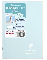 Clairefontaine - Ref 961772C - Koverbook Blush Grapado Cuaderno (48 hojas) - Tamaño A5, con forro de papel vitela cepillado de 90 g/m², tapa de Polypro pastel - Azul hielo