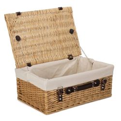 Red Hamper 46cm Buff Picnic Wicker Basket with White Lining