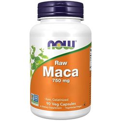 Now Foods, Raw Maca, 750 mg, Radice di Maca, Lepidium meyenii, 90 Capsule vegane, Testato in Laboratorio, Senza Soia, Vegetariano, Senza Glutine, Non OGM