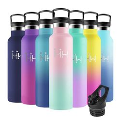 Motswedi Borraccia Termica, 1L senza BPA, Borraccia con Cannuccia, Acciaio Inox, Bottiglia Termica, a Prova di Perdite, Borracce Termiche, Borraccia per Palestra, Ciclismo, Rosa Chiaro & Verde Chiaro