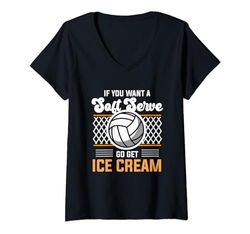 Mujer Voleibol - Si quieres un servicio suave, ve a comprar helado Camiseta Cuello V