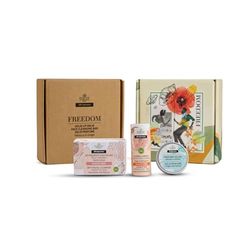 NATYR - Altromercato - Freedom – Cofanetto regalo - burro labbra argan e melograno - olio argan puro - 10g + detergente viso solido bio 35g + profumo solido vetiver e zenzero 10g - bio