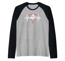 Heartbeat, giocatore di ping-pong, idea regalo Maglia con Maniche Raglan