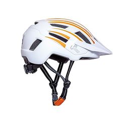 Urban Prime Energy Helm Veiligheidshelm met vizier en lichten voor fiets, e-bike en elektrische scooter, uniseks, volwassenen, wit en oranje, L