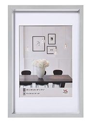 walther design Moldura de prata 13 x 18 cm com passepartout, moldura de plástico Steel Style ES318S
