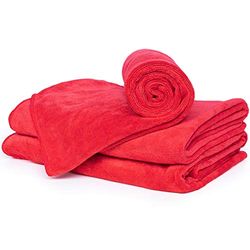 cosey - 3-pack, fluffig mikrofiberhandduk storlek S, 40 x 60 cm, röd