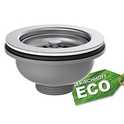 KIRCHHOFF 98835249 korfventiel ECO-Save zeefmandje, roestvrijstalen afvoerzeef keuken, zeef voor spoelbakken, afvoerventiel zonder overloop, afvoerstop, afvoergarnituur gootsteen 9883249, chroom