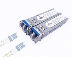 Elfcam® 2 stuks 1,25 Gbps SFP transceiver-module met glasvezel, optische aansluiting LC/UPC Monomode Duplex (OS2) 1310 nm 20 km DDM