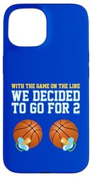 Basketball Twins Gender Reveal Mom Dad of Twins announcement Case for iPhone 15